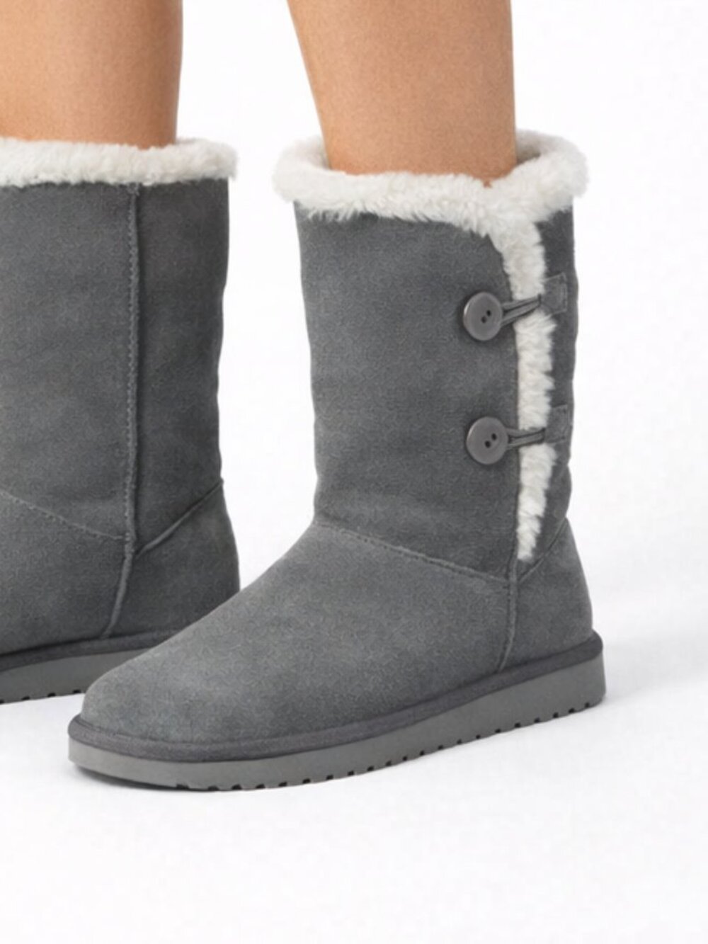 Ugg Koolaburra Kinslei tall suede and faux fur boots in stone grey Size 9